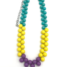 Load image into Gallery viewer, Teal &amp; Yellow Color-Block Button Dot Necklace