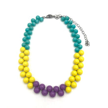 Load image into Gallery viewer, Teal &amp; Yellow Color-Block Button Dot Necklace