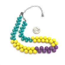 Load image into Gallery viewer, Teal &amp; Yellow Color-Block Button Dot Necklace