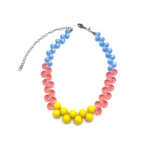 Load image into Gallery viewer, Blue &amp; Pink Color-Block Button Dot Necklace