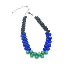 Load image into Gallery viewer, Black &amp; Green Color-Block Button Dot Necklace
