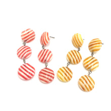 Load image into Gallery viewer, Yellow &amp; Cream Stripe Tri Dot Earrings