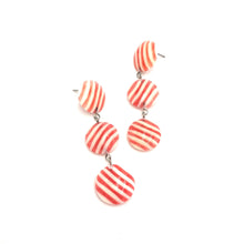 Load image into Gallery viewer, Pink &amp; Cream Stripe Tri Dot Earrings