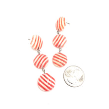 Load image into Gallery viewer, Pink &amp; Cream Stripe Tri Dot Earrings