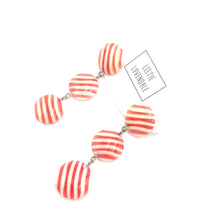 Load image into Gallery viewer, Pink &amp; Cream Stripe Tri Dot Earrings