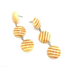 Load image into Gallery viewer, Yellow &amp; Cream Stripe Tri Dot Earrings
