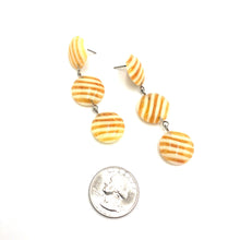 Load image into Gallery viewer, Yellow &amp; Cream Stripe Tri Dot Earrings