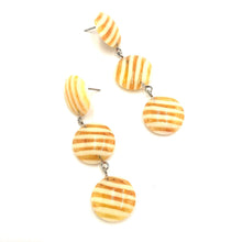 Load image into Gallery viewer, Yellow &amp; Cream Stripe Tri Dot Earrings