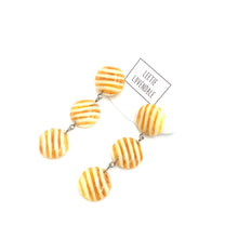 Load image into Gallery viewer, Yellow &amp; Cream Stripe Tri Dot Earrings