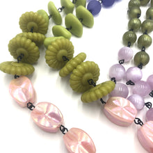 Load image into Gallery viewer, Sage &amp; Soft Pink Rosary Rope Necklace