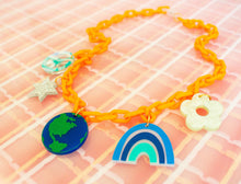 Load image into Gallery viewer, Colorful Statement Necklaces with Charms (Pink or Orange)