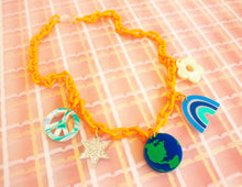 Load image into Gallery viewer, Colorful Statement Necklaces with Charms (Pink or Orange)