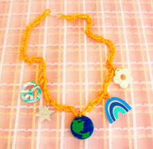 Load image into Gallery viewer, Colorful Statement Necklaces with Charms (Pink or Orange)