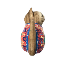 Load image into Gallery viewer, Hand-Carved Wooden Cat Figurine with Hand-Painted Floral Design Red Version – Siam Ruby Cat