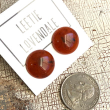 Load image into Gallery viewer, Carnelian Honey Amber Speckled Granite Retro Button Stud Earrings