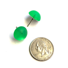 Load image into Gallery viewer, Kelly Green Ghost Foil Back Button Stud Earrings