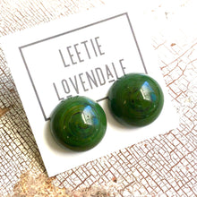 Load image into Gallery viewer, Evergreen Marbled Lucite Retro Button Stud Earrings