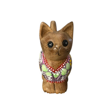 Load image into Gallery viewer, Brown with Purple Floral – Amethyst Charm Cat