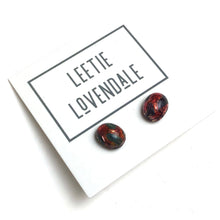 Load image into Gallery viewer, Cranberry Foil Oval Glass Studs