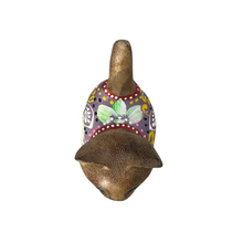 Load image into Gallery viewer, Brown with Purple Floral – Amethyst Charm Cat
