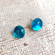 Load image into Gallery viewer, Capri Blue Foil Backed Lucite Retro Button Stud Earrings
