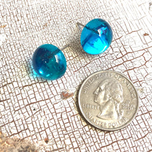 Load image into Gallery viewer, Capri Blue Foil Backed Lucite Retro Button Stud Earrings