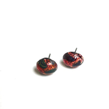 Load image into Gallery viewer, Cranberry Foil Oval Glass Studs