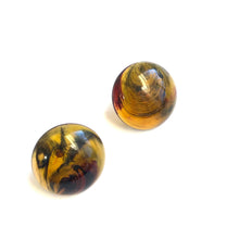 Load image into Gallery viewer, Tortoise Brown Marbled Retro Button Stud Earrings
