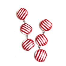 Load image into Gallery viewer, Candy Cane Stripe Tri Dot Earrings