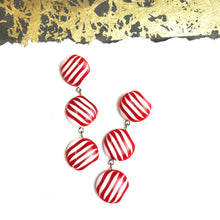 Load image into Gallery viewer, Candy Cane Stripe Tri Dot Earrings
