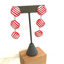 Load image into Gallery viewer, Candy Cane Stripe Tri Dot Earrings