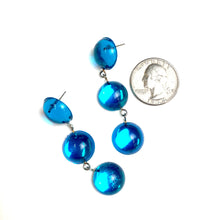 Load image into Gallery viewer, Blue Glow Tri Dot Donut Earrings