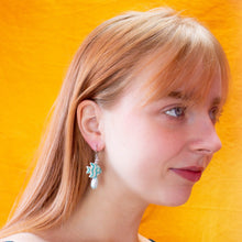Load image into Gallery viewer, Glass Beaded Blue Fishy Friend Earrings