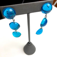 Load image into Gallery viewer, Blue Glow Tri Dot Donut Earrings