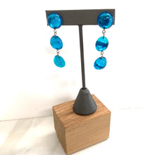 Load image into Gallery viewer, Blue Glow Tri Dot Donut Earrings