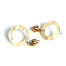 Load image into Gallery viewer, Gold Spike Drop &amp; Shell Quilted Lucite Donut Drop Earrings