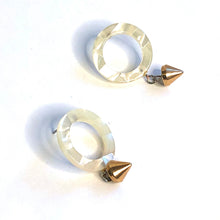 Load image into Gallery viewer, Gold Spike Drop &amp; Shell Quilted Lucite Donut Drop Earrings