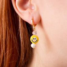 Load image into Gallery viewer, Glass Beaded Smiley Face Earrings