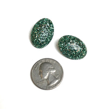 Load image into Gallery viewer, Green Silver Glitter Oval Button Studs *As Is