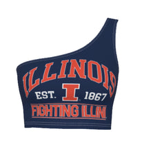 Load image into Gallery viewer, Illinois Fighting Illini Navy One Shoulder Top