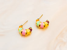 Load image into Gallery viewer, Colorful Stripe Titanium Hoop Earrings