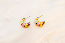Load image into Gallery viewer, Colorful Stripe Titanium Hoop Earrings