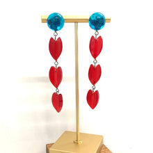 Load image into Gallery viewer, Capri &amp; Cherry Red Moonglow Lucite Statement Earrings