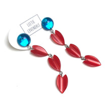 Load image into Gallery viewer, Capri &amp; Cherry Red Moonglow Lucite Statement Earrings