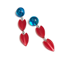 Load image into Gallery viewer, Capri &amp; Cherry Red Leaf Drop Statement Earrings