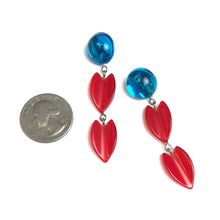 Load image into Gallery viewer, Capri &amp; Cherry Red Leaf Drop Statement Earrings