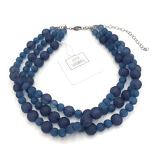 Load image into Gallery viewer, Denim Blue Carved Frosted Morgan Necklace