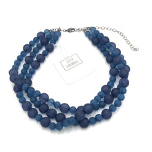 Load image into Gallery viewer, Denim Blue Carved Frosted Morgan Necklace