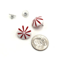 Load image into Gallery viewer, Cherry &amp; White Daisy Burst Retro Button Stud Earrings