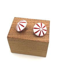 Load image into Gallery viewer, Cherry &amp; White Daisy Burst Retro Button Stud Earrings